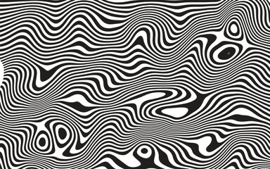 Obraz premium Black abstract pattern with wavy lines and shapes
