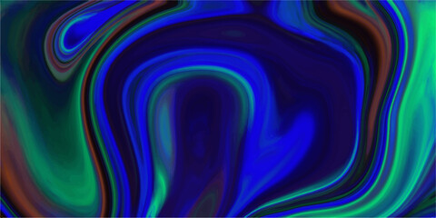 Fototapeta premium Vibrant abstract fluid art with swirling patterns of deep blue, electric green, and hints of brown creating a mesmerizing marbled effect
