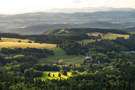 Tatry, Tatra mountain, gory, polskie g&oacute;ry, Slovakia, drone, bird view, aerial, city, urban, street, building, roof, sky, clouds, summer time, G&oacute;ry Stołowe, Szczeliniec