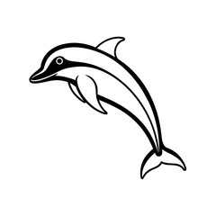 Obraz premium Black and white dolphin illustration, line art style