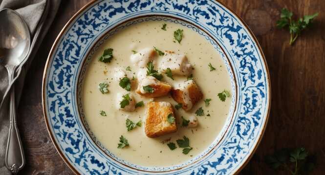 Savory Cullen Skink soup with smoked haddock and cream