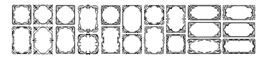 Vintage elegant frame, hand drawn classic baroque swirl border, vector wedding invitation decor. Royal antique banner print, rectangle holiday greeting ornate graphic design. Vintage frame collection © Oleksandra