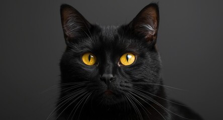Obraz premium Charming artistic rendering of a black cat with glowing yellow eyes