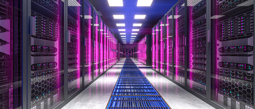 Modern data center 3d data and cloud computing