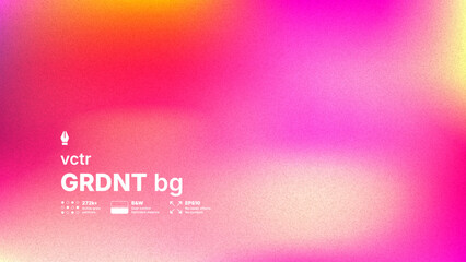 Abstract vector background featuring a vibrant pink and orange gradient mesh with a cinematic film grain texture. Smooth soft color transitions with digital noise effect for trendy modern designs.