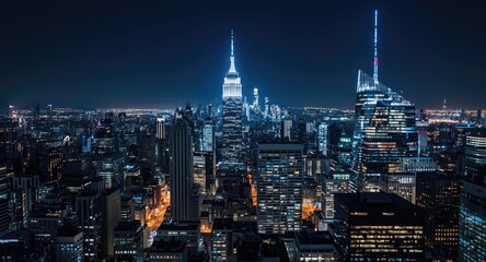 Obraz premium active cityscape illustrating a full skyline of tall skyscraper towers
