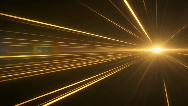 Golden light streaks converging towards a bright central light source against a dark background.