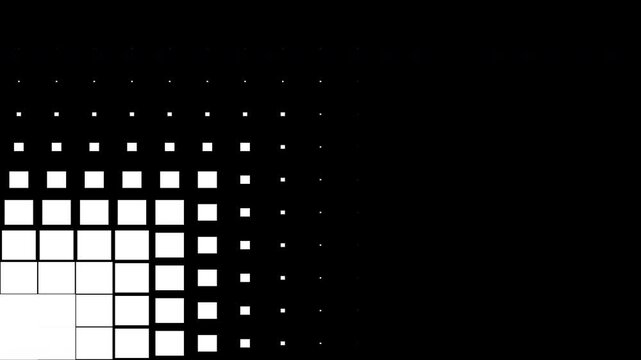 Black and White Abstract Pixel Grid Transition Animation with Geometric Technology Background. 4K