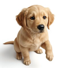 Fototapeta premium Cute Golden Retriever Puppy Isolated on White Background.