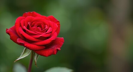 Magnified view of a vivid red rose petal arrangement on stem