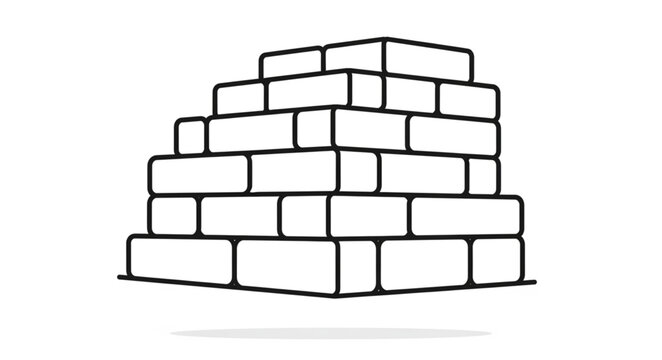 Simple illustration of a brick structure, showcasing architectural design and construction.