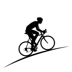 Obraz premium Man Riding a Bicycle Silhouette Profile.