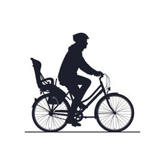 Fototapeta premium Man Riding Bicycle with Child Seat.