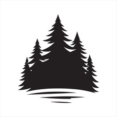 Obraz premium forest vector silhouette line art logo design concept illustration idea