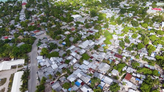 Kiribati Houses South Tarawa Atoll Capital Gilbert Islands Oceania Pacific Aerial Drone 4K