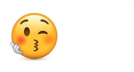 Lovely 2d emoji blowing a kiss and winking, rendered on a flawless white background