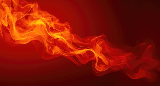 Intense orange and red fire flame design on a high key smooth abstract background with copy space