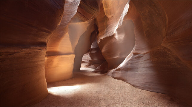 Sunlight Illuminating a Narrow Canyon