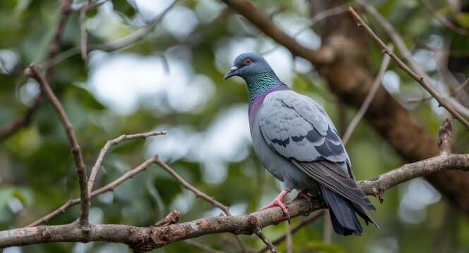 Natural scene with Emerald Imperial Pigeon perched quietly on limb