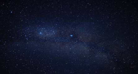 Fototapeta premium Nebula and countless stars in a grainy dark blue night sky featuring the Milky Way
