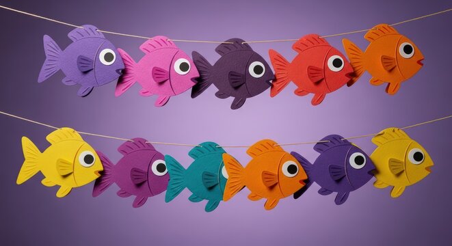 April fool's day fishy prank banner with colorful fish decorations