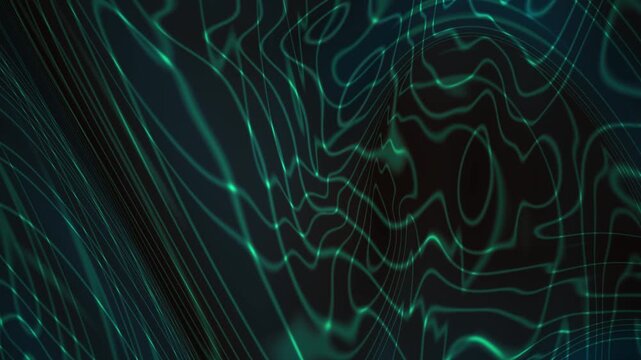 Glowing green abstract topographic lines.