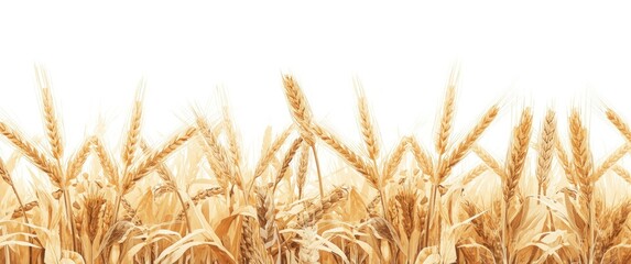 Isolated hand painted watercolor wheat oats and corn field plants on white background