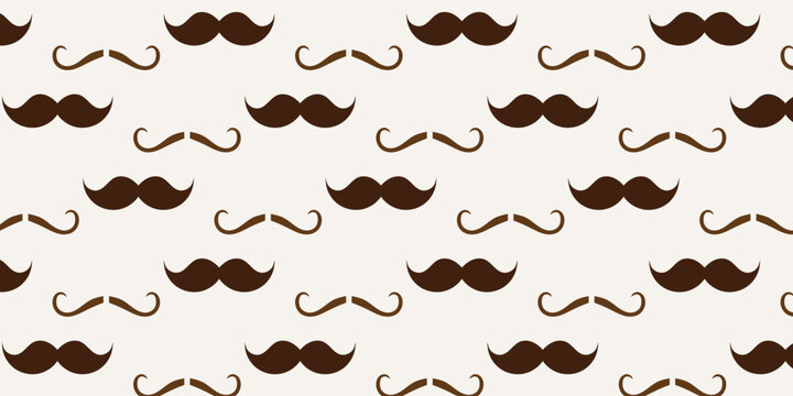 Seamless pattern with brown mustache.