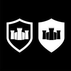 Naklejka premium Castle shield icon isolated on black background