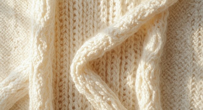 Fabric backdrop showing white wool cable knit texture in detail