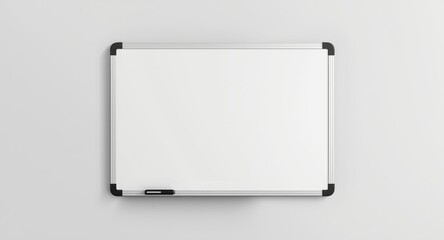 Isolated empty whiteboard marker board positioned on a solid backdrop