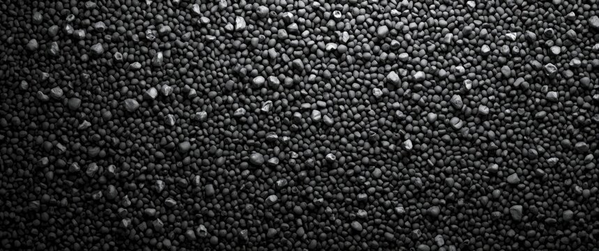 Rubber and polyamide white granules texture with solid black backdrop