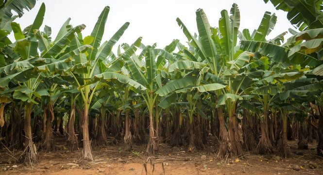 Saba banana plants at peak maturity showing off height