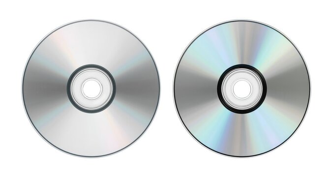 Optical rewritable media DVD RW and CD RW isolated on white background