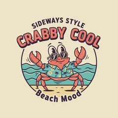 Obraz premium Cartoon crab in hawaiian shirt.
