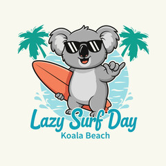 Koala wearing sunglasses with surfboard. © haidan