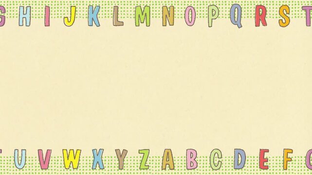 Alphabet border with hand drawn letters on paper texture loop