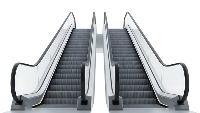 A pair of empty escalators side by side