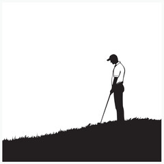 Fototapeta premium silhouette of a male golfer on the course