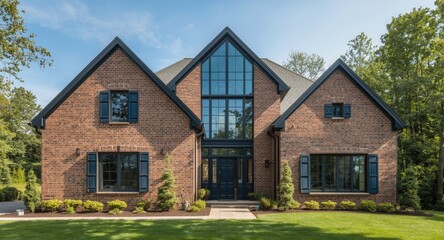 Obraz premium House architecture incorporating blue glass brick masonry elements