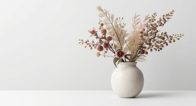 Contemporary greeting card mockup highlighting Lagurus ovatus floral elements in a clean vase on a balanced neutral backdrop