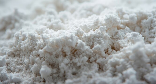 Industrial raw material macro image of white powdered gypsum and diatomite emphasizing texture