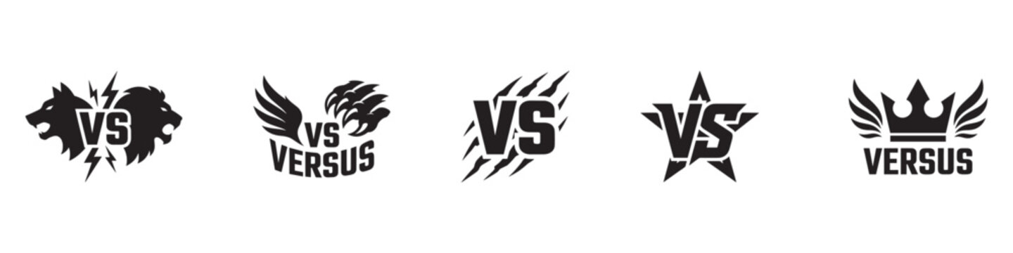 Versus icons set. VS letters set. Battle icons. Set of versus logo letters. VS or versus symbol design template for sports, fight, competition, battle, match, game.