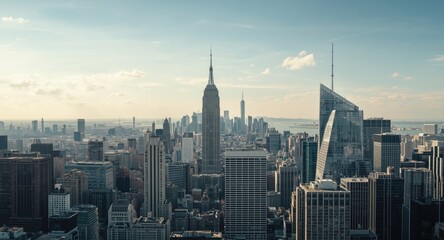 Obraz premium Flat art representation of an urban skyline with modern architecture