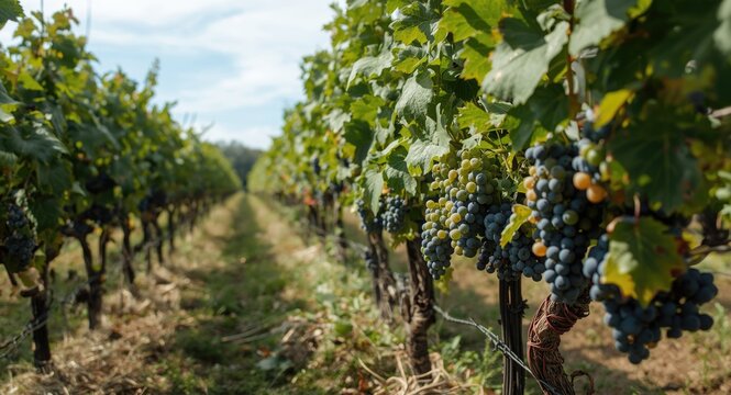 Seasonal vineyard grape picking dedicated to organic dry white wine