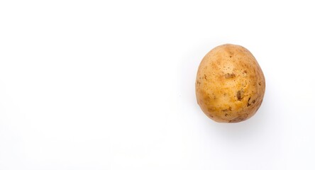 Fototapeta premium Single baked potato displayed on white matte background with copy space included