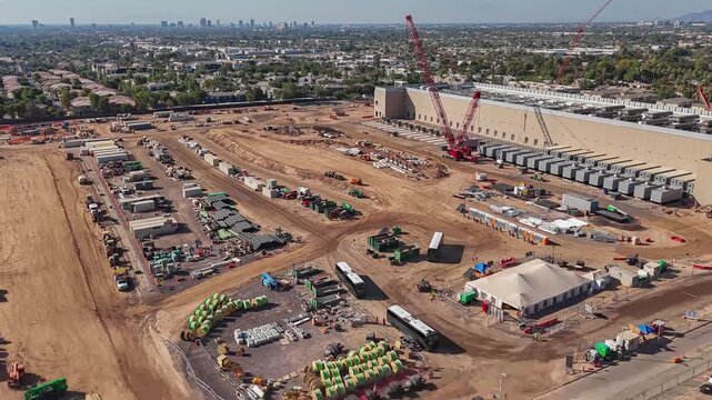 Aerial Hyperlapse of QTS Phoenix DC2 and DC3 Data Center Expansion