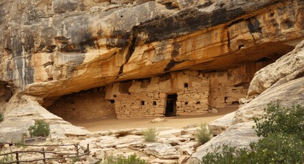 Fototapeta premium Rock hewn Christian worship site on cliffside