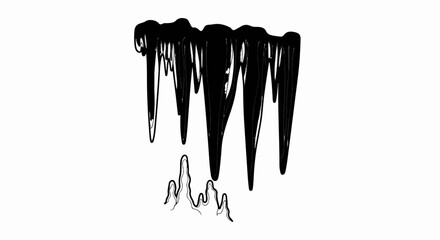Fototapeta premium Abstract black ink streaks forming dripping shapes, reminiscent of icicles or lava flows
