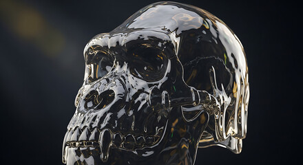 Transparent ape skull render detailed illustration of primate anatomy